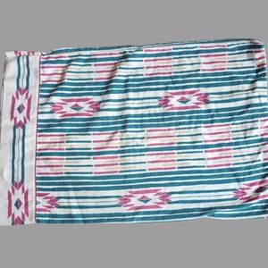 Navajo Style 100% Cotton Standard Pillow Case Pattern Western Green And Red/pink